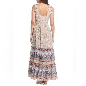 Tribal Border Print Maxi dress in ‘warm sand’